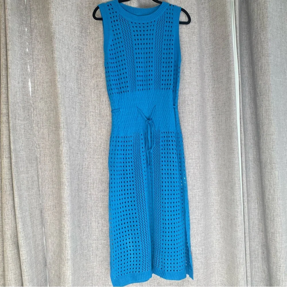 Women's Blue Crochet Swim Cover-Up_5